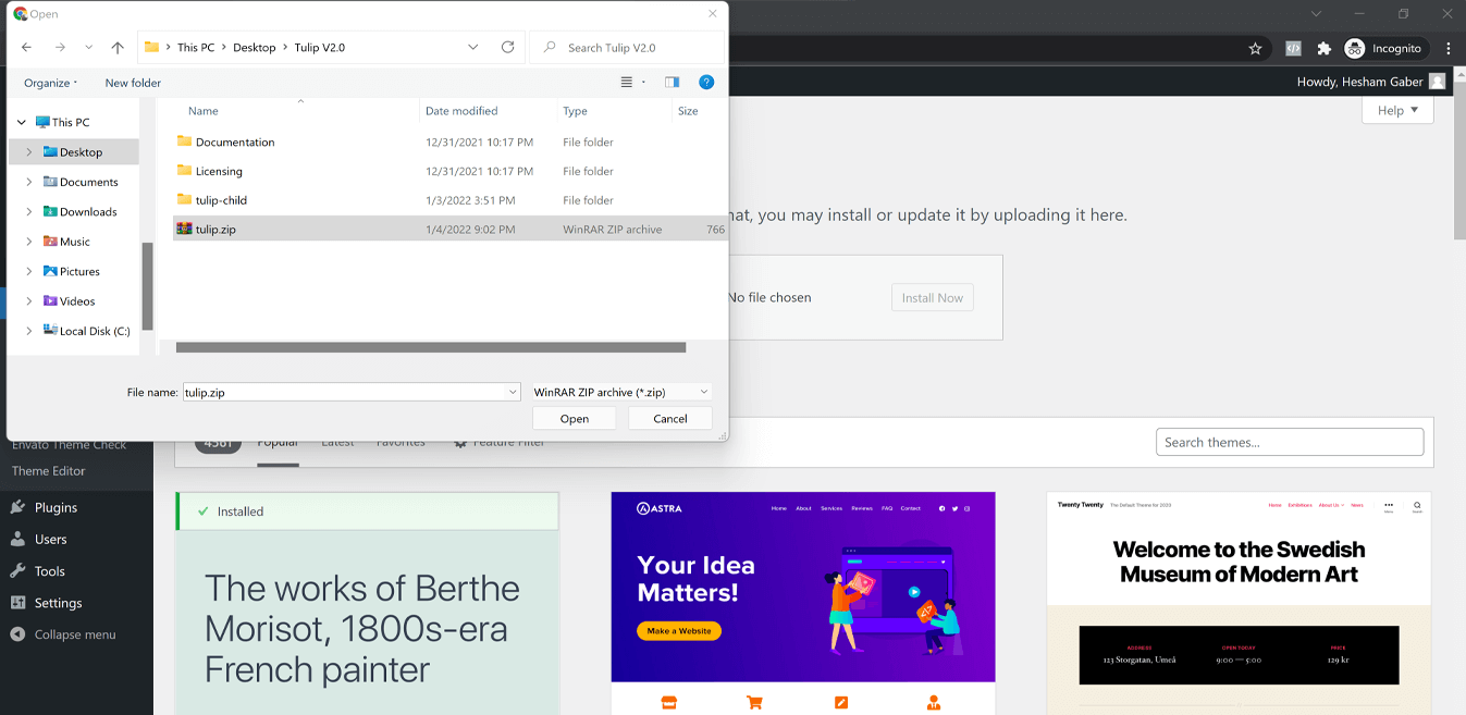 Installing Tulip Theme