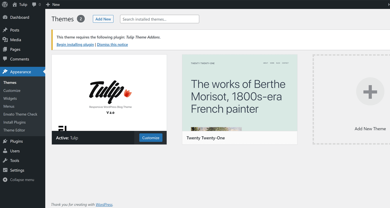 Tulip Theme Addons